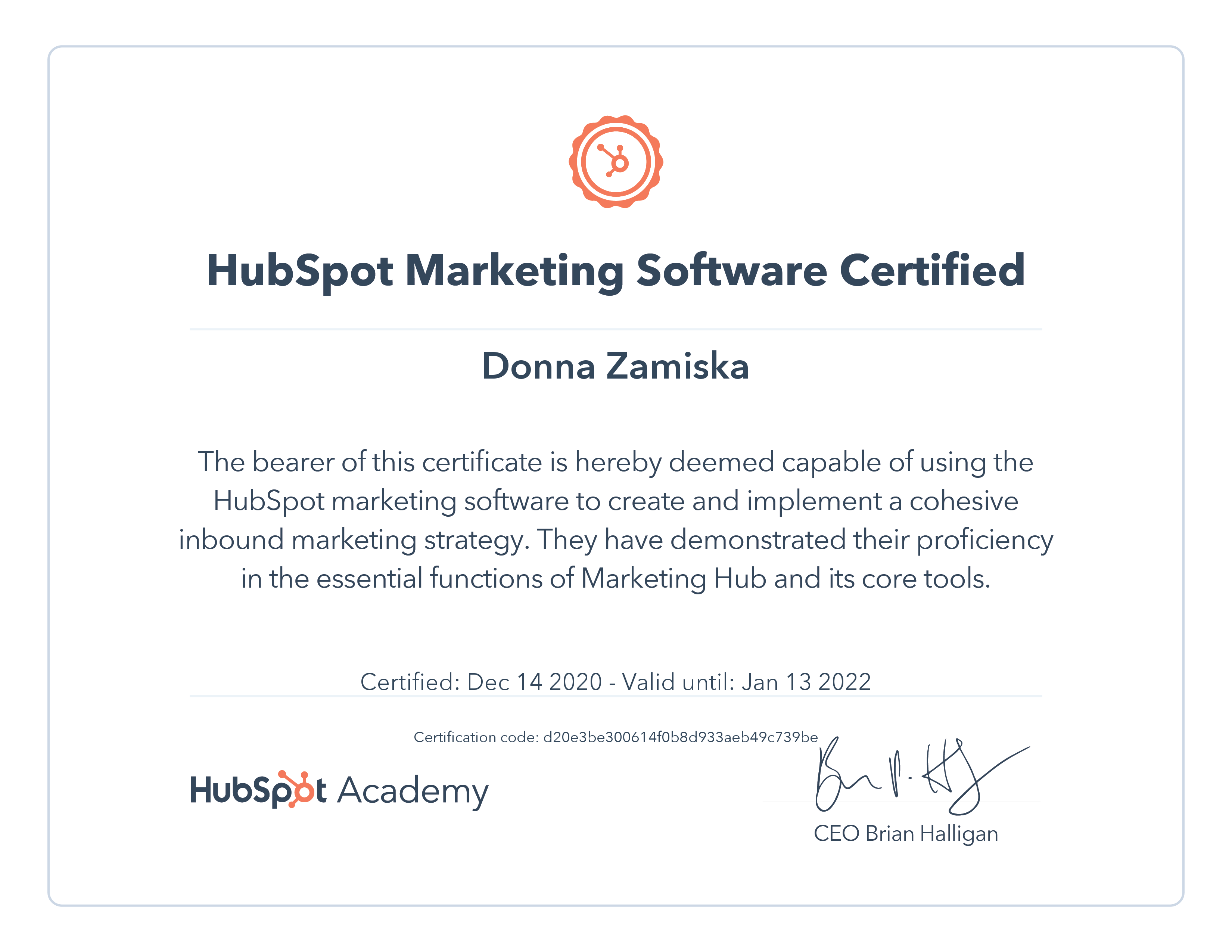 Hubspot Marketing Sofware certification banner